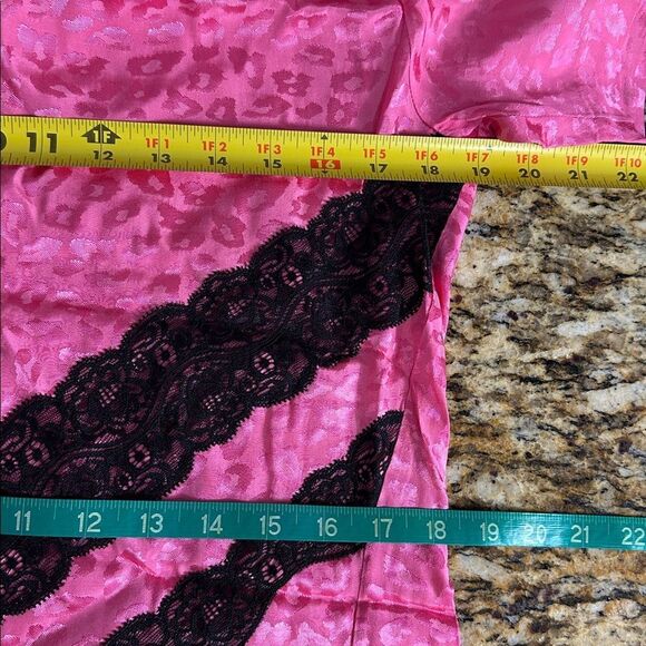 KOCHÉ COLLECTIVE Pink Satin Leopard Print Asymmetric Dress with Lace Trim Size M - Picture 8 of 11